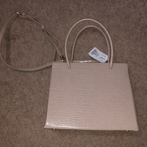 Structured faux croc leather purse